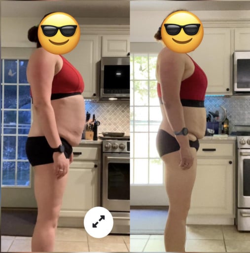 A photo of a 5'10" woman showing a muscle gain from 214 pounds to 216 pounds. A total gain of 2 pounds.