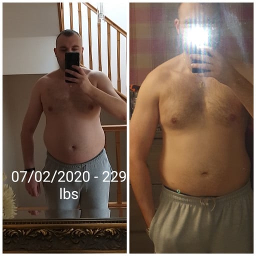 6 foot 1 Male Before and After 41 lbs Fat Loss 229 lbs to 188 lbs