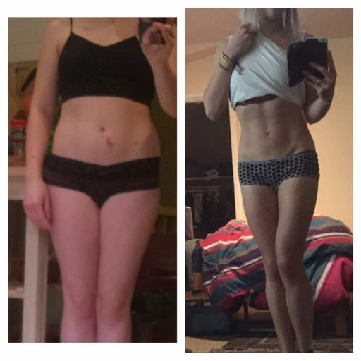 26 lbs Fat Loss Before and After 5'3 Female 134 lbs to 108 lbs