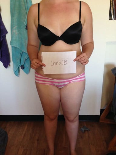 A photo of a 5'10" woman showing a snapshot of 216 pounds at a height of 5'10