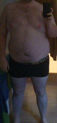 A progress pic of a 5'8" man showing a snapshot of 245 pounds at a height of 5'8