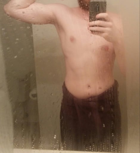 A photo of a 6'0" man showing a fat loss from 178 pounds to 161 pounds. A net loss of 17 pounds.