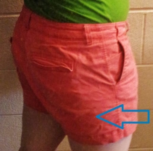 A picture of a 5'4" female showing a weight loss from 179 pounds to 156 pounds. A net loss of 23 pounds.
