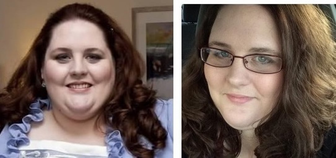 Before and After 21 lbs Weight Loss 5 feet 4 Female 340 lbs to 319 lbs