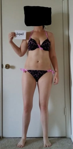 A progress pic of a 5'4" woman showing a snapshot of 127 pounds at a height of 5'4