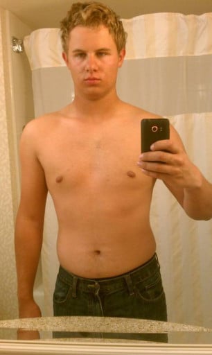 A before and after photo of a 5'9" male showing a weight loss from 195 pounds to 180 pounds. A respectable loss of 15 pounds.