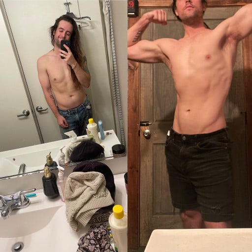 5 foot 10 Male Before and After 29 lbs Fat Loss 186 lbs to 157 lbs