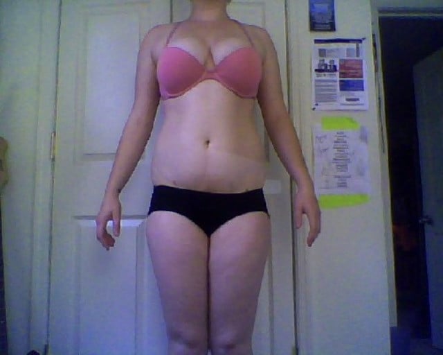 A picture of a 5'8" female showing a snapshot of 190 pounds at a height of 5'8
