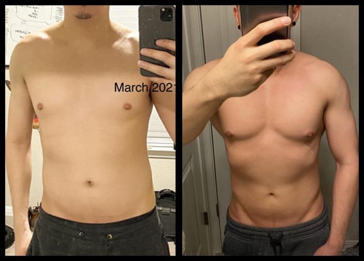 Progress Pics of 15 lbs Muscle Gain 5 foot 9 Male 155 lbs to 170 lbs
