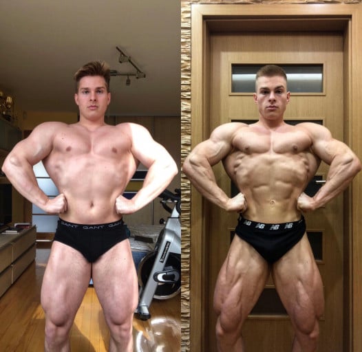 A progress pic of a 5'7" man showing a fat loss from 192 pounds to 180 pounds. A total loss of 12 pounds.