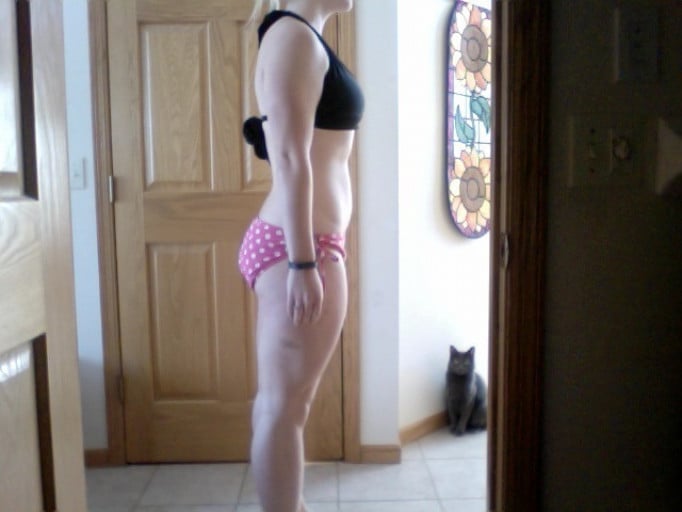 A picture of a 5'8" female showing a snapshot of 175 pounds at a height of 5'8