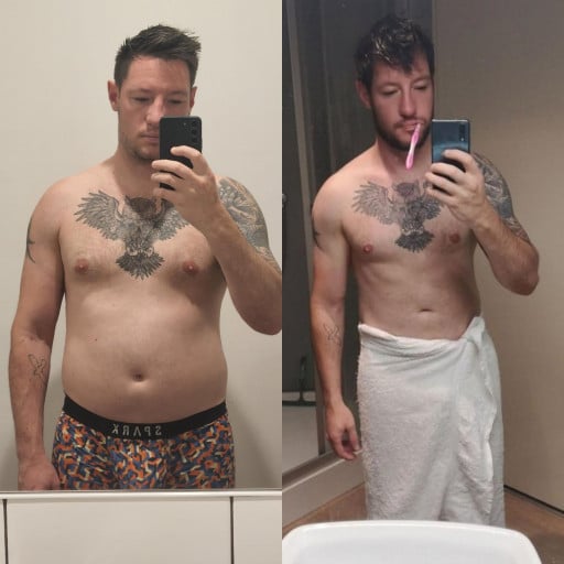 5 feet 8 Male Before and After 10 lbs Fat Loss 170 lbs to 160 lbs