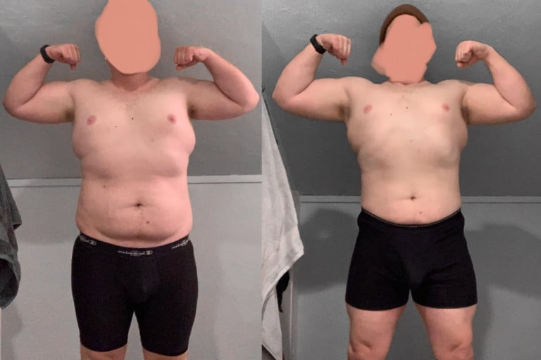 Before and After 34 lbs Weight Loss 5'11 Male 291 lbs to 257 lbs