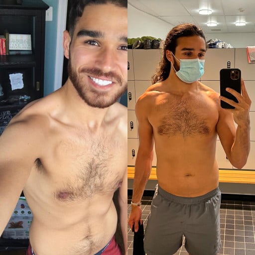 Before and After 18 lbs Weight Gain 6 foot Male 147 lbs to 165 lbs