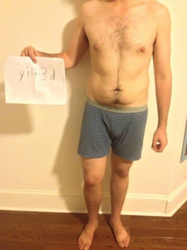 A picture of a 5'11" male showing a snapshot of 176 pounds at a height of 5'11