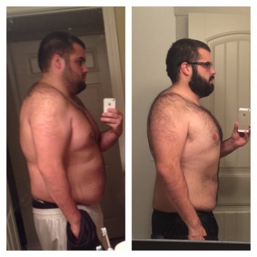 A picture of a 6'1" male showing a weight loss from 295 pounds to 255 pounds. A respectable loss of 40 pounds.