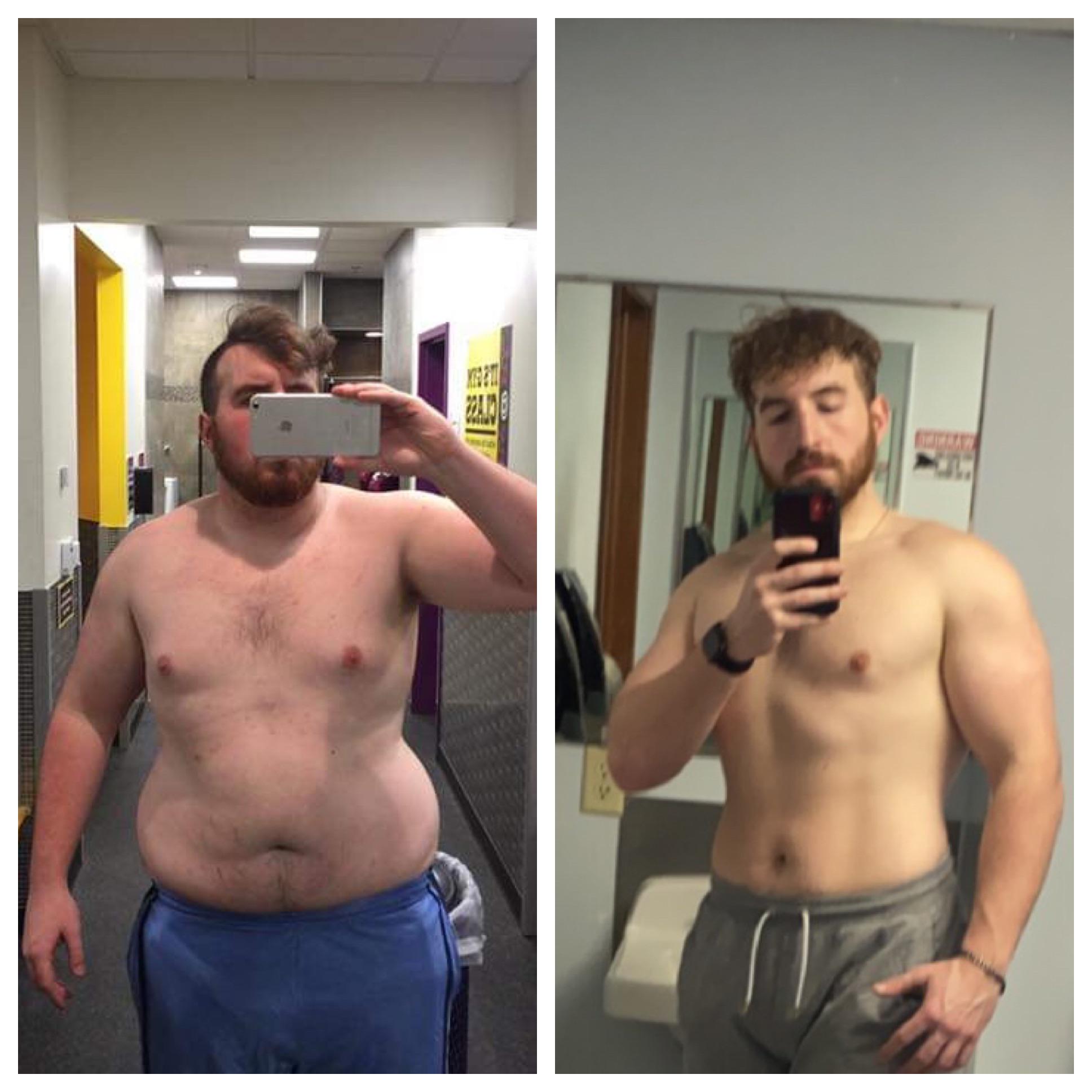 6'2 Male Before and After 60 lbs Weight Loss 280 lbs to 220 lbs
