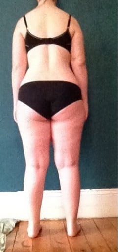 A progress pic of a 5'4" woman showing a snapshot of 161 pounds at a height of 5'4