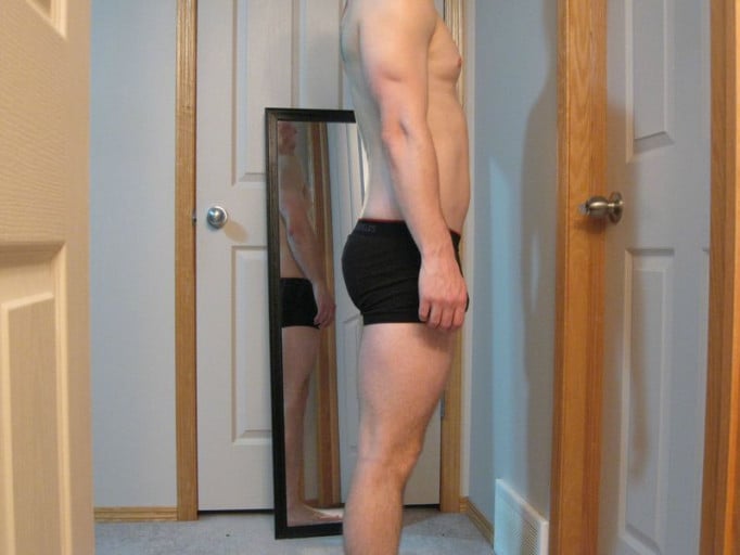 A picture of a 5'7" male showing a snapshot of 140 pounds at a height of 5'7