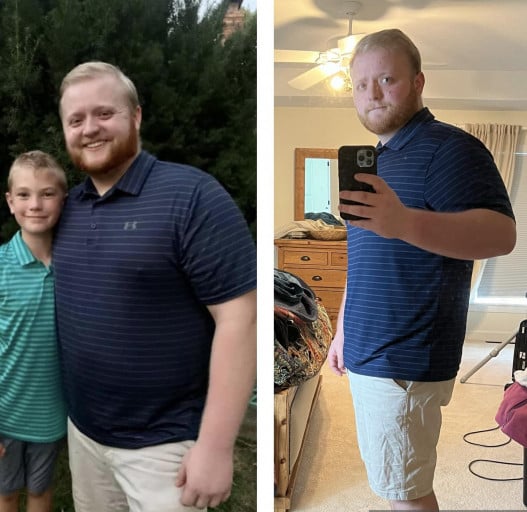 6 foot Male Before and After 50 lbs Weight Loss 305 lbs to 255 lbs