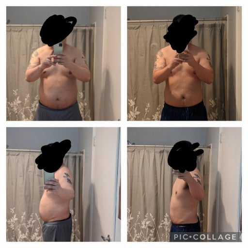 5 feet 10 Male Before and After 30 lbs Weight Loss 240 lbs to 210 lbs