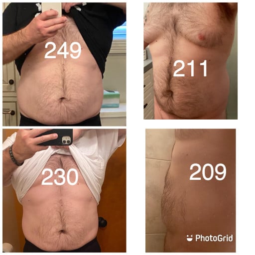 5 foot 9 Male Progress Pics of 40 lbs Weight Loss 249 lbs to 209 lbs