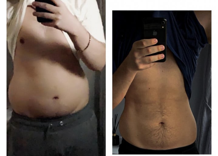 Before and After 22 lbs Weight Loss 6 feet 1 Male 204 lbs to 182 lbs
