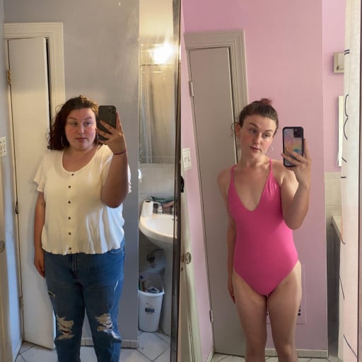 Before and After 115 lbs Fat Loss 5 feet 4 Female 240 lbs to 125 lbs