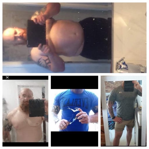 62 lbs Fat Loss Before and After 6 foot 2 Male 327 lbs to 265 lbs