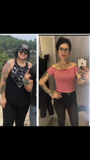75 lbs Weight Loss Before and After 5'8 Female 204 lbs to 129 lbs