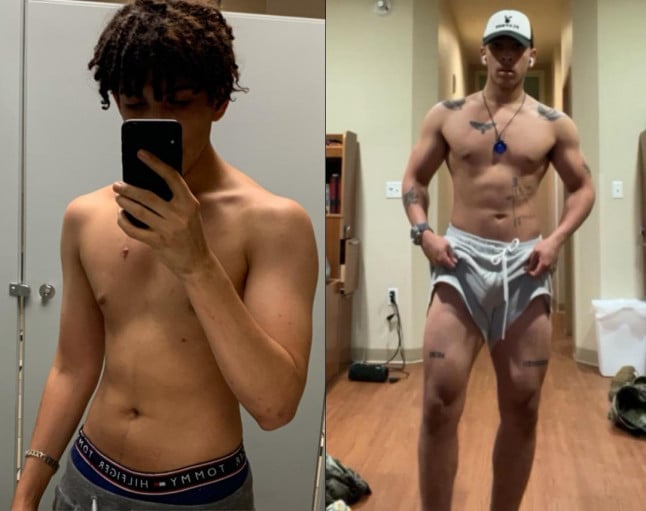 5'9 Male Before and After 26 lbs Muscle Gain 150 lbs to 176 lbs