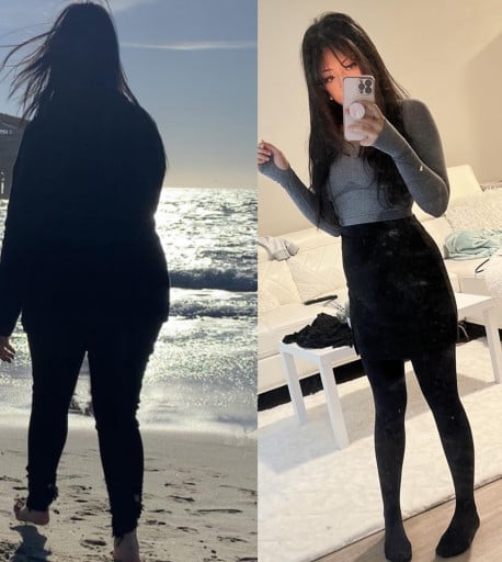 Before and After 63 lbs Fat Loss 5'4 Female 185 lbs to 122 lbs