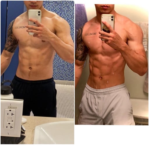 5 foot 10 Male Progress Pics of 5 lbs Muscle Gain 150 lbs to 155 lbs