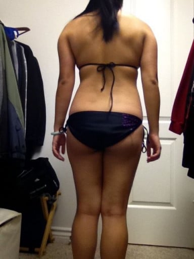 A photo of a 5'1" woman showing a snapshot of 125 pounds at a height of 5'1