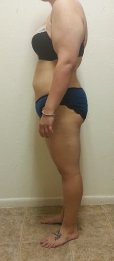 A photo of a 5'5" woman showing a snapshot of 170 pounds at a height of 5'5