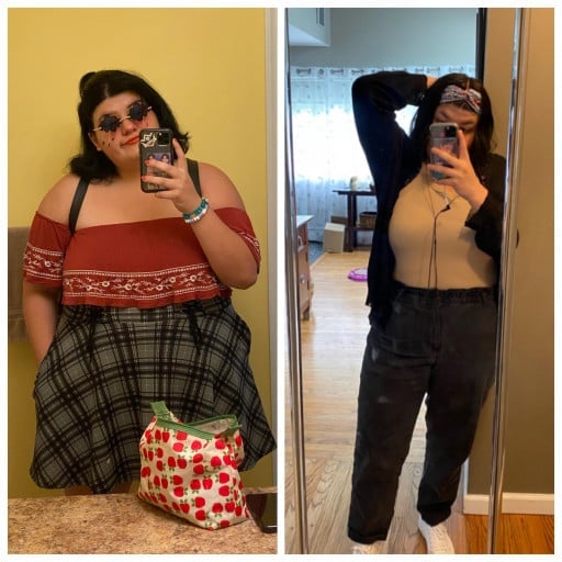 47 lbs Fat Loss Before and After 5 feet 6 Female 280 lbs to 233 lbs