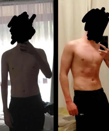 20 lbs Weight Gain Before and After 5 foot 11 Male 130 lbs to 150 lbs