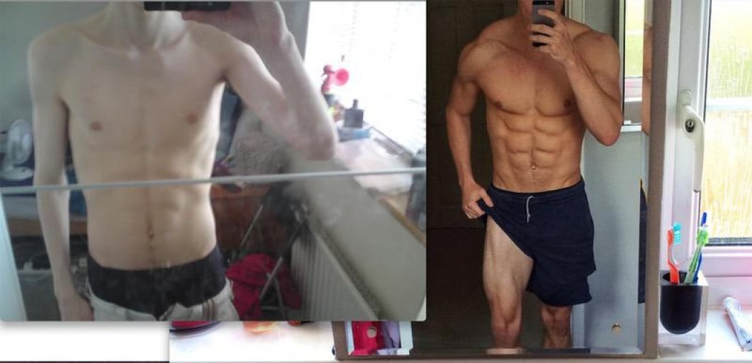 5'10 Male Progress Pics of 50 lbs Muscle Gain 118 lbs to 168 lbs