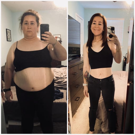 5'2 Female 133 lbs Weight Loss Before and After 256 lbs to 123 lbs