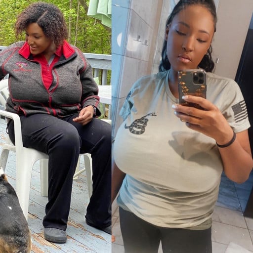 5 foot 10 Female Before and After 70 lbs Fat Loss 240 lbs to 170 lbs