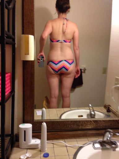 A picture of a 5'6" female showing a snapshot of 133 pounds at a height of 5'6