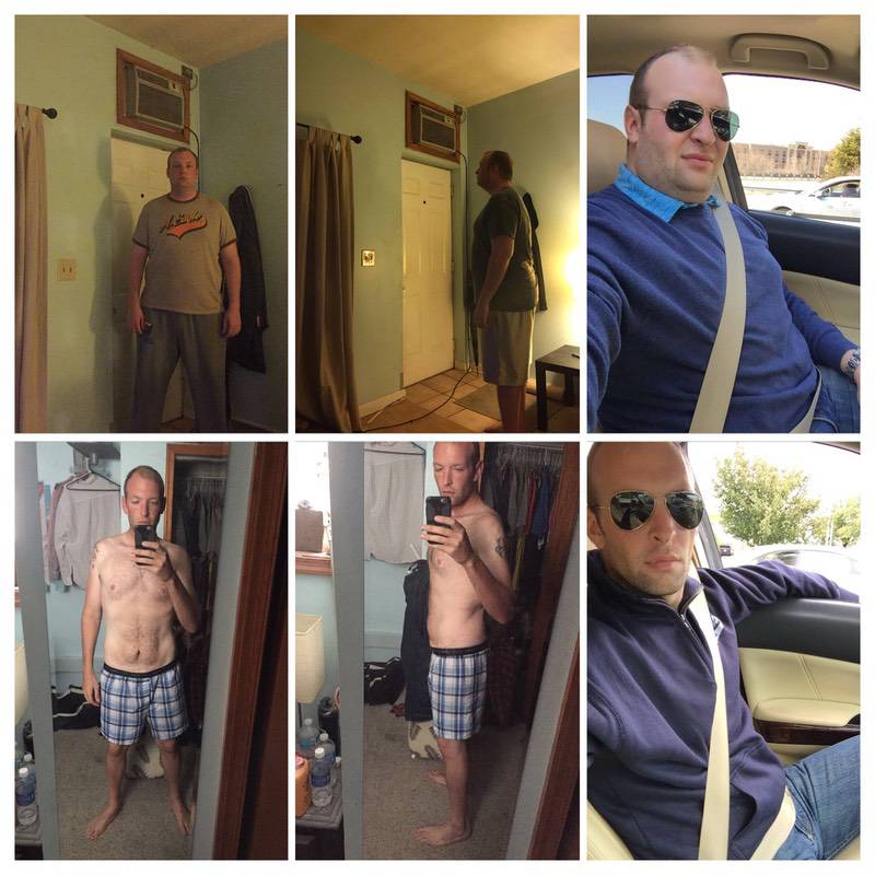 Before and After 105 lbs Weight Loss 6 foot 1 Male 290 lbs to 185 lbs