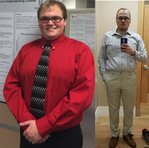 A photo of a 5'9" man showing a weight cut from 215 pounds to 168 pounds. A net loss of 47 pounds.