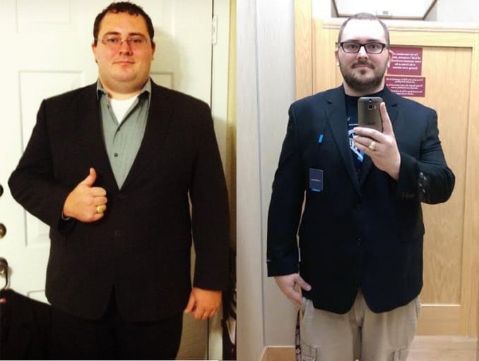 Before and After 80 lbs Weight Loss 6 feet 1 Male 360 lbs to 280 lbs