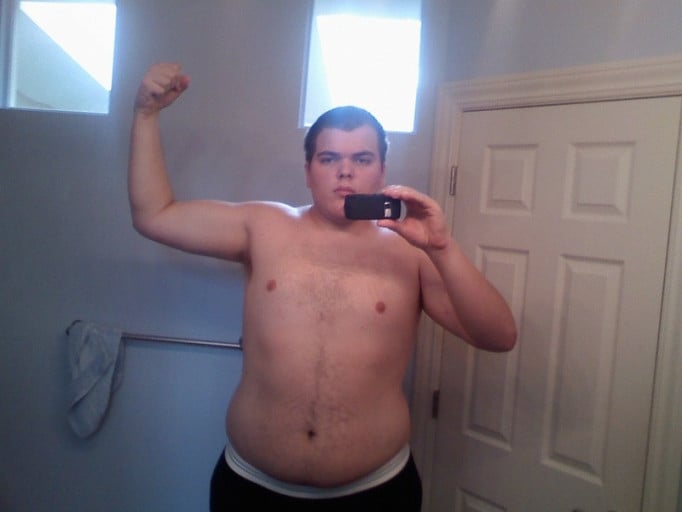A progress pic of a 6'6" man showing a weight loss from 375 pounds to 140 pounds. A respectable loss of 235 pounds.