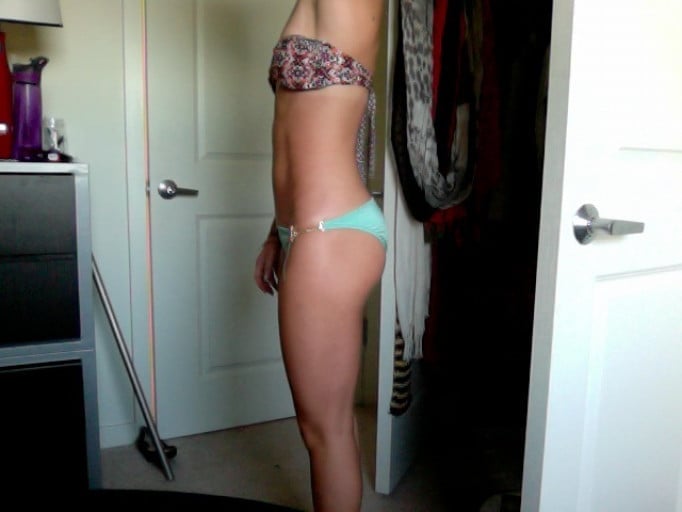 A photo of a 5'6" woman showing a snapshot of 125 pounds at a height of 5'6