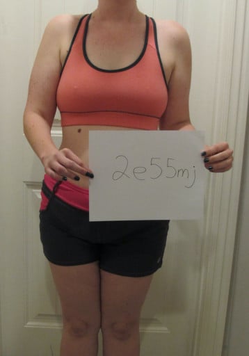 A picture of a 5'7" female showing a snapshot of 158 pounds at a height of 5'7