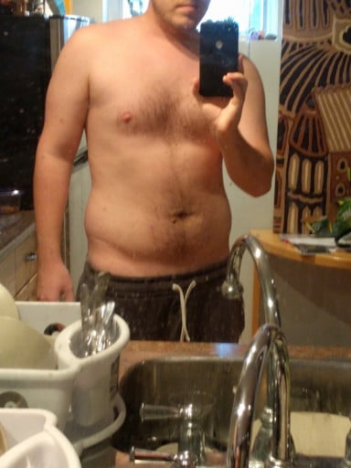 A photo of a 5'10" man showing a fat loss from 224 pounds to 206 pounds. A respectable loss of 18 pounds.