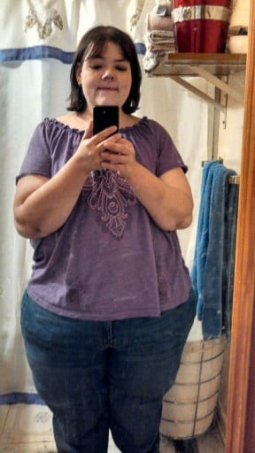 A progress pic of a person at 424 lbs