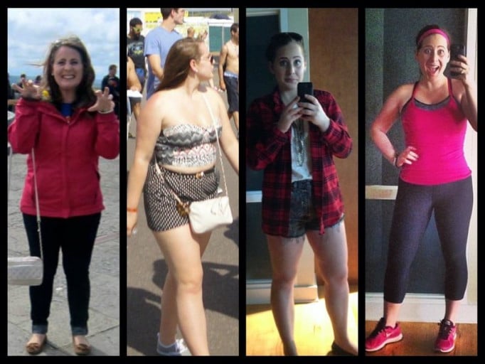 A picture of a 5'3" female showing a weight loss from 169 pounds to 145 pounds. A net loss of 24 pounds.